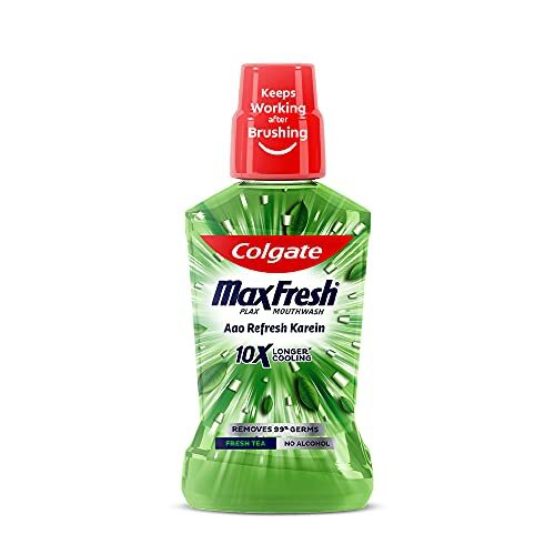 Colgate MaxFresh Plax Mouth Wash - 500ml , Fresh Tea Flavor for Instant Germ Removal and 10X Longer Cooling Sensation