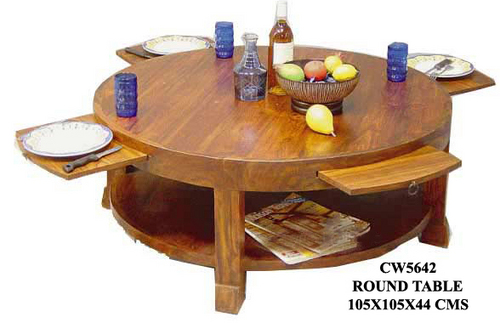 ROUND DINING TABLE - Solid Wood, 108cm Diameter x 76cm Height, Brown | Ideal for Indoor Dining, Casual Gatherings, Family Meals, 1 Year Warranty