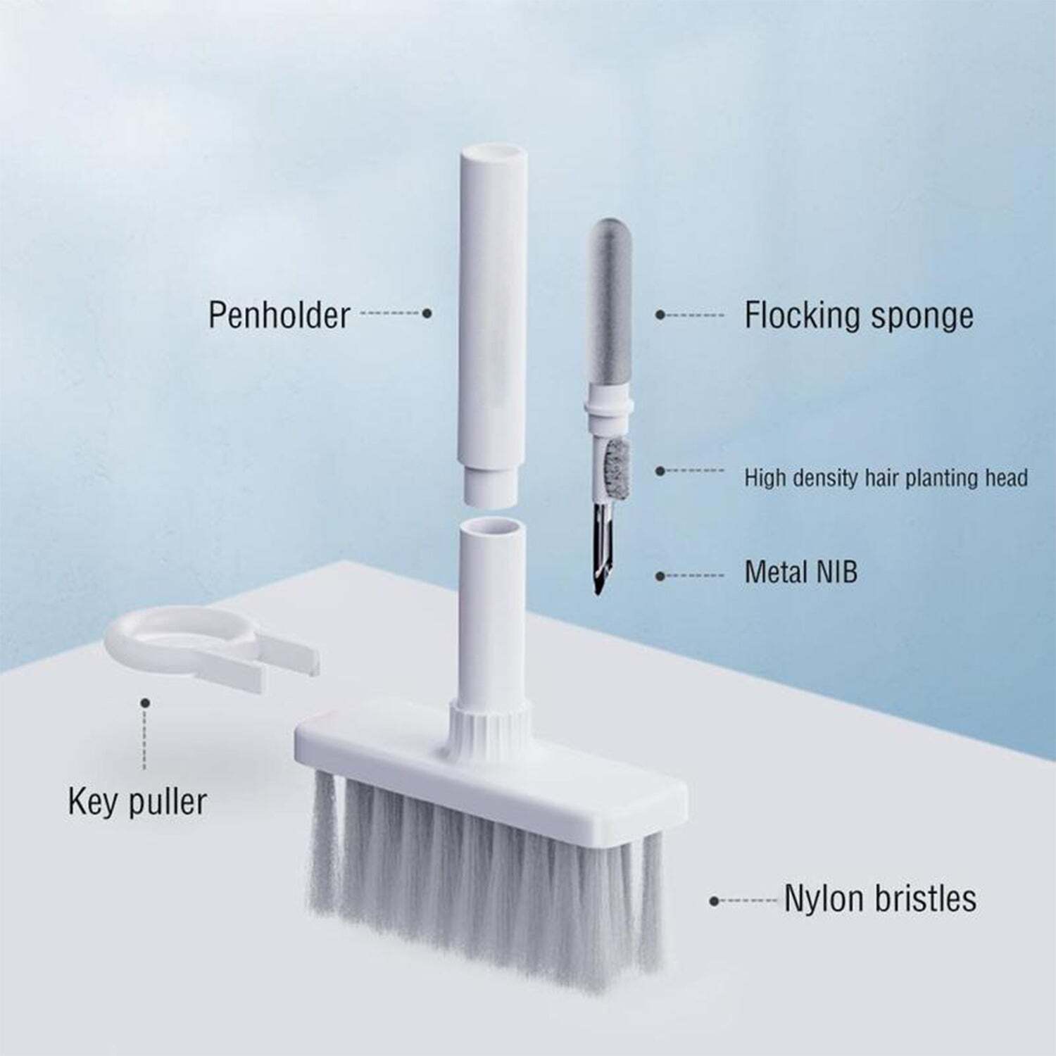 5in1 Multi-function Soft Dust Clean Bush For Computer Cleaning With Corner Gap Duster Keycap Puller Remover For Gamer Pc (6251) Body Material: Plastic