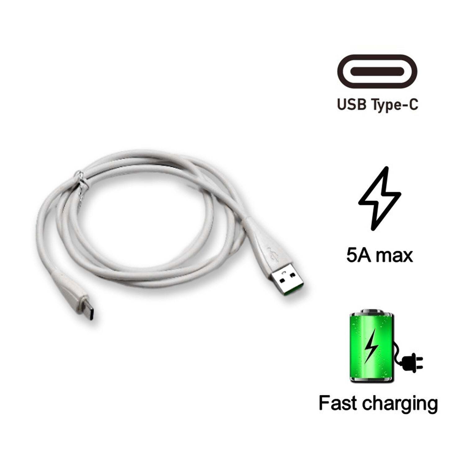 Type C Data Cable With 2.4amp Rapid Charging (1000mm) (6481) Body Material: Plastic