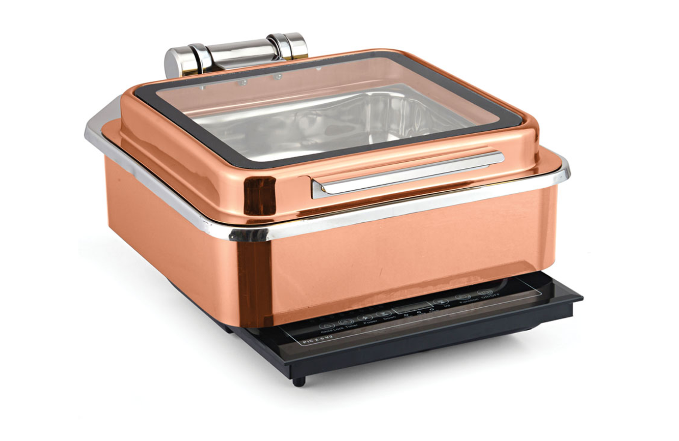 Silver Luxury 6l Rose Gold Color Chafing Dish Stainless Steel Buffet