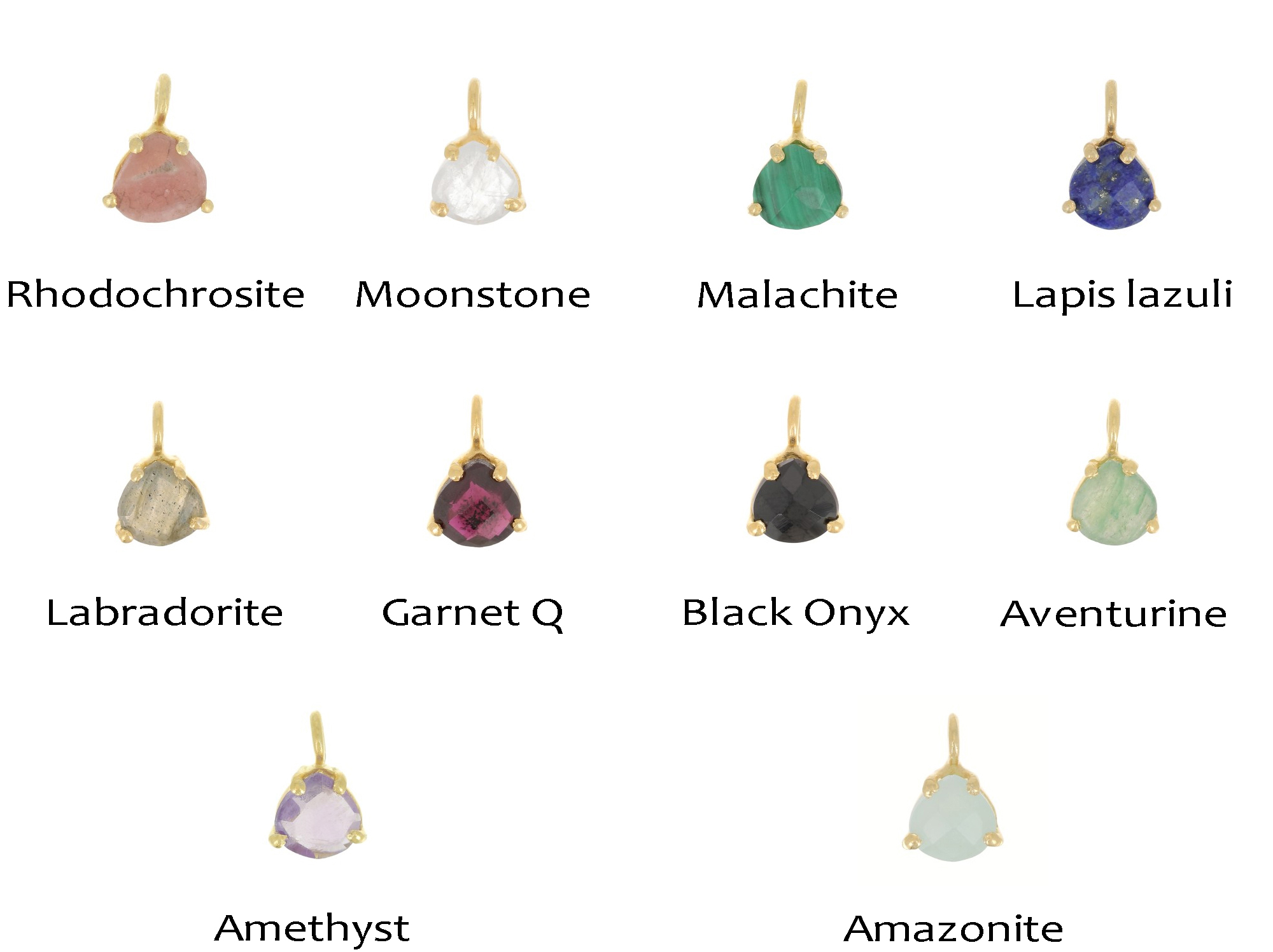 Amethyst Gemstone 10x7mm Faceted Triangle Shape Gold Vermeil Prong Set Charm