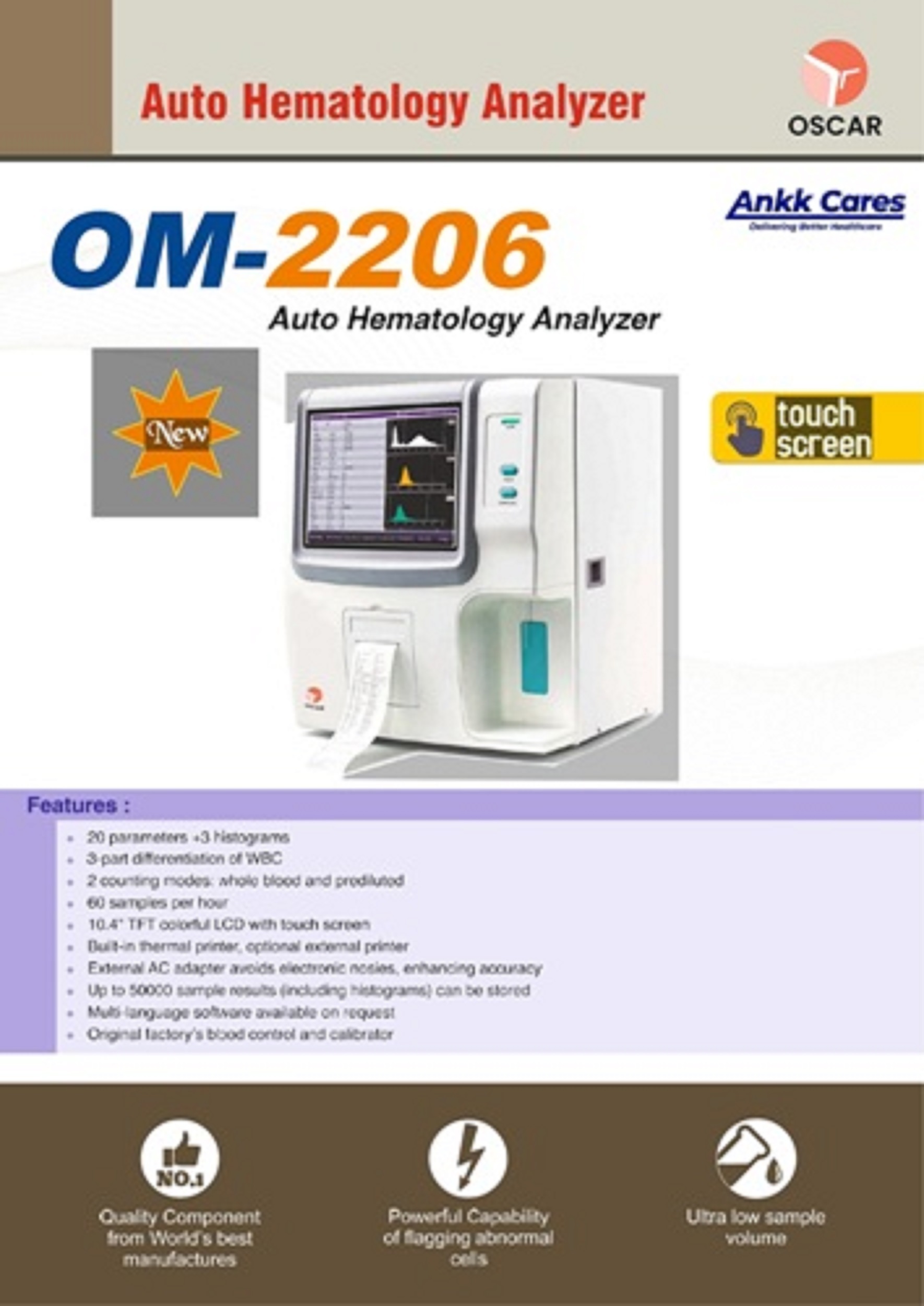 Oscar 3-part Om-2206 Auto Hematology Analyzer