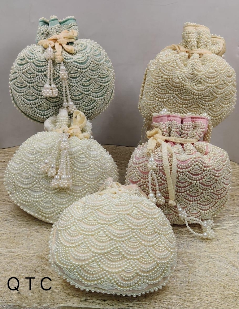 Wedding Gift Bags - Cotton Material, Round Shape, Pink Color, Printed Design | Hand Built, Modern Style, Customized Elegance