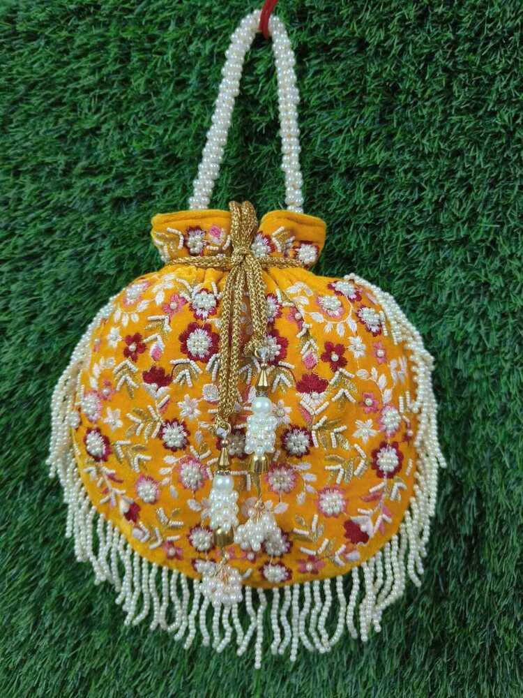 Ladies Handicraft Handbag - 10 Kg Capacity, 317 mm Depth, Round Shape, Zipper Closure | Peacock Feather Print Design, Modern Style, 140 g Weight