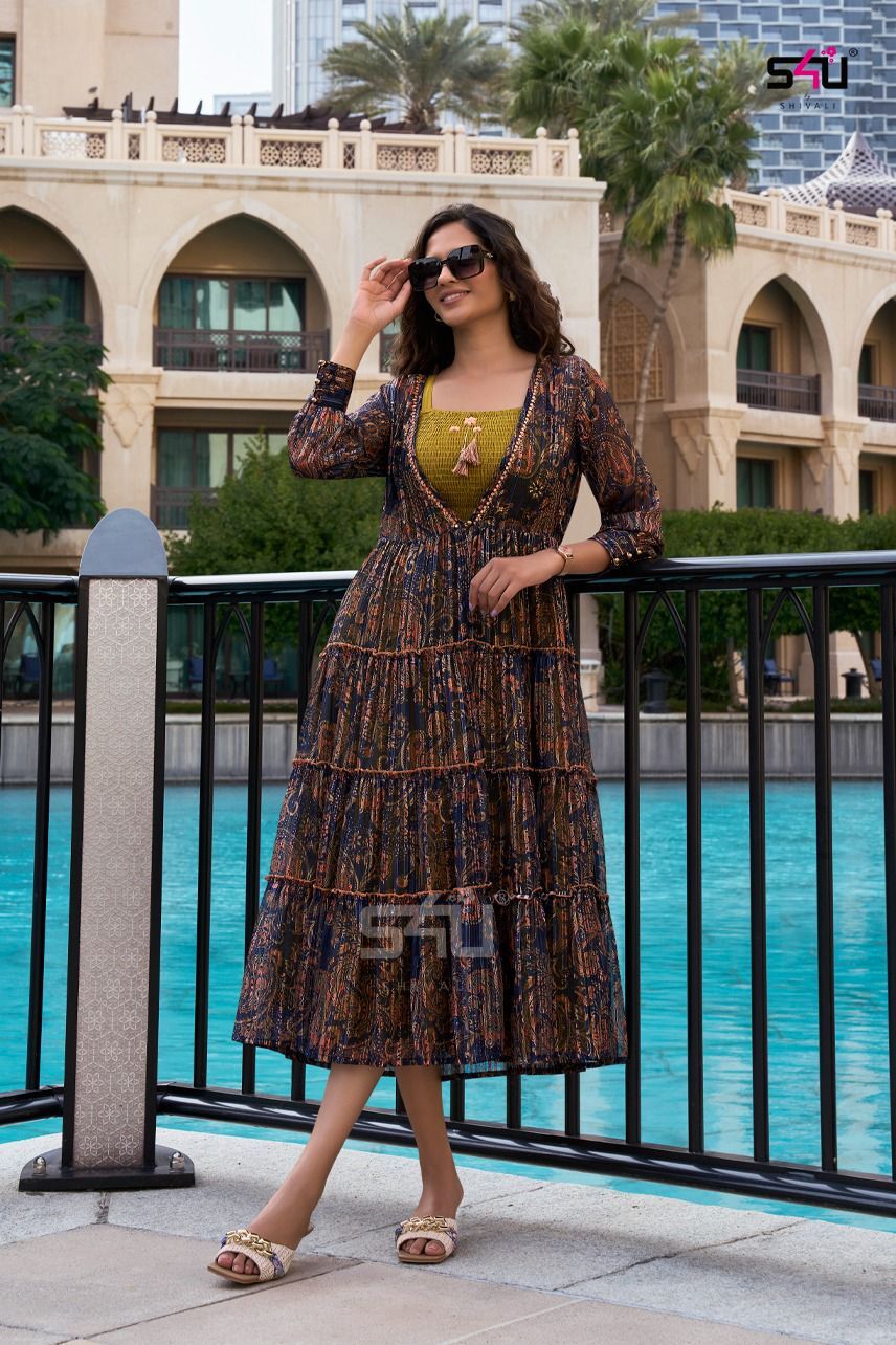 As Shown In The Catalog Georgette Kurti With Jacket