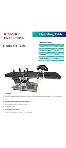 Electric OT Table - Stainless Steel , Black Color, Durable for Hospital Use