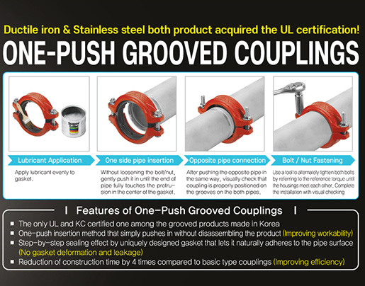 Silver And Orange Histen One Push Grooved Coupling