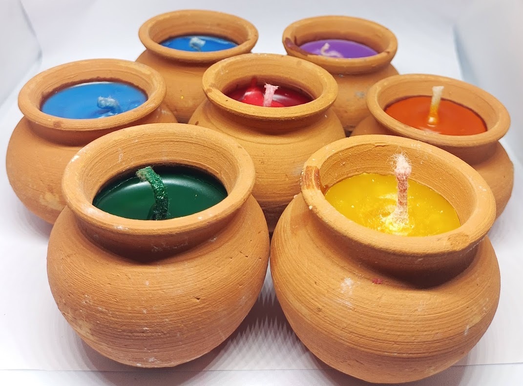 7 Chakra T Lights - Paraffin Wax, 50 Size, Container Candles | Handmade, Cotton Wick, Aromatherapy, Fragrant, Ideal For Meditation And Chakra Balancing