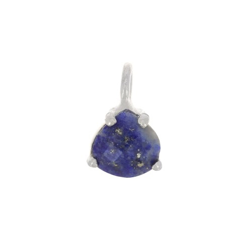 Same As Photo Lapis Lazuli Gemstone 10x7mm Faceted Triangle Shape Gold Vermeil Prong Set Charm