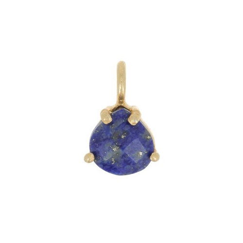 Same As Photo Lapis Lazuli Gemstone 10x7mm Faceted Triangle Shape Gold Vermeil Prong Set Charm