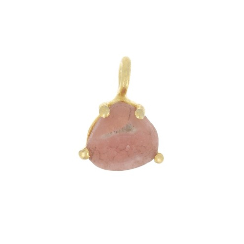 Same As Photo Rhodochrosite Gemstone 10x7mm Faceted Triangle Shape Gold Vermeil Prong Set Charm