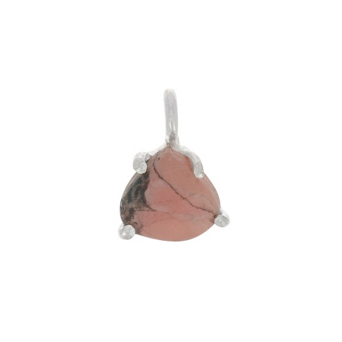 Same As Photo Rhodochrosite Gemstone 10x7mm Faceted Triangle Shape Gold Vermeil Prong Set Charm