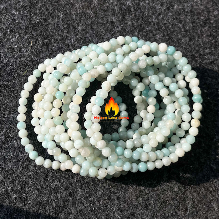 Round Amazonite 4 Mm Bead Stretchy Bracelets