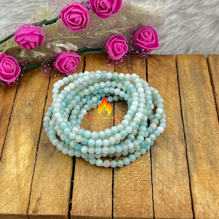 Round Amazonite 4 Mm Bead Stretchy Bracelets