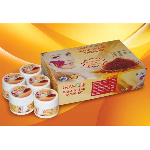 Malai Kesar Facial Kits - Herbal Extracts, Nourishing Formula | Instant Glow, Moisturizes, Skin Brightening, Tan Removing
