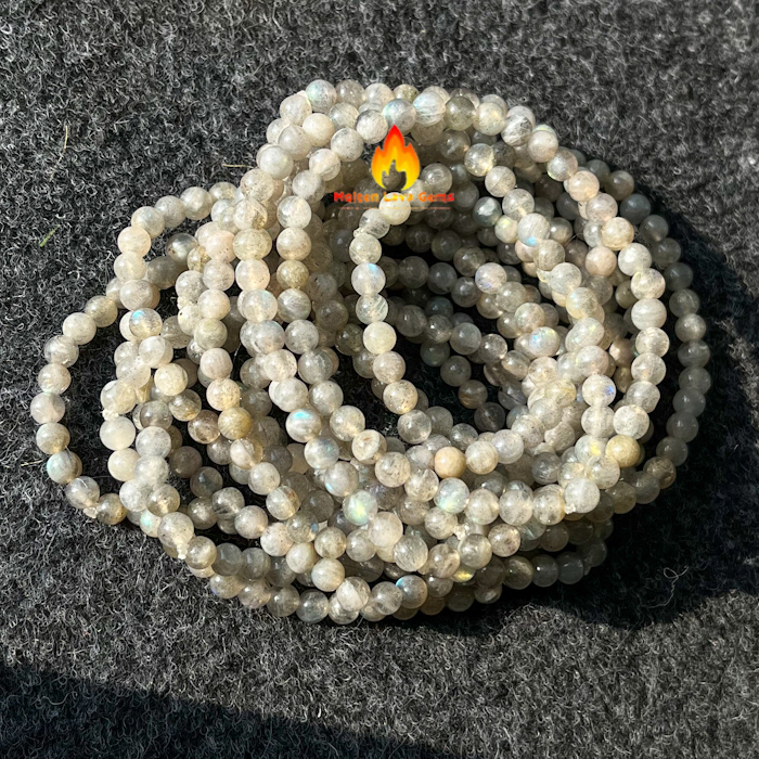 Round Labradorite 4 Mm  Beads Stretchy  Bracelet
