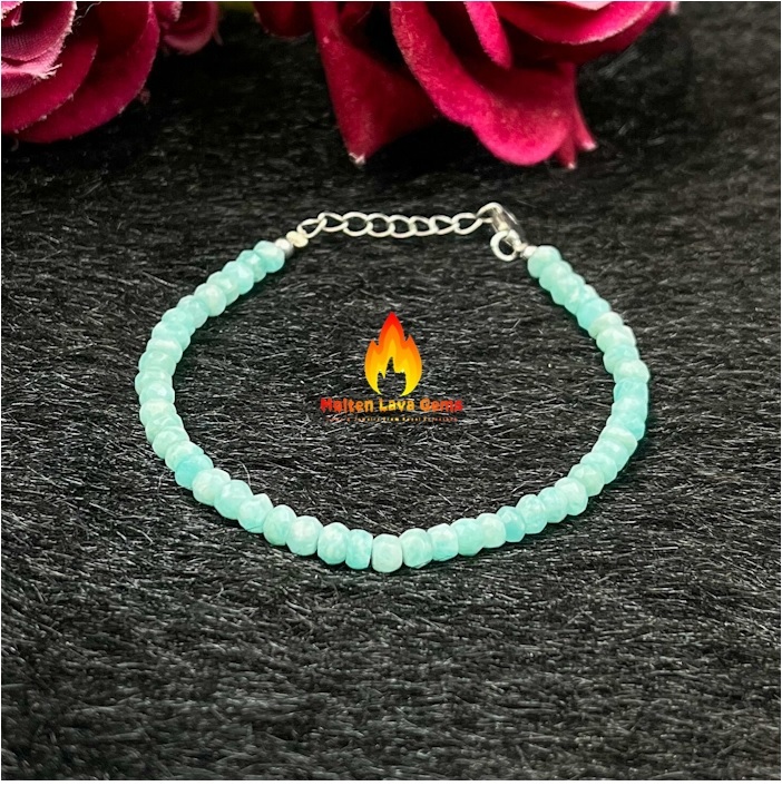 Round Amazonite 925 Sterling Silver Bead Bracelet