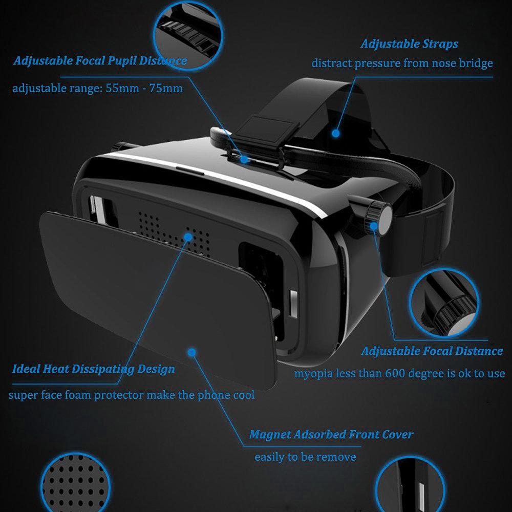 Vr Pro Virtual Reality 3d Glasses Headset (1447) - Plastic Body, Black Color | Includes Vr Pro Virtual Reality 3d Glasses Headset