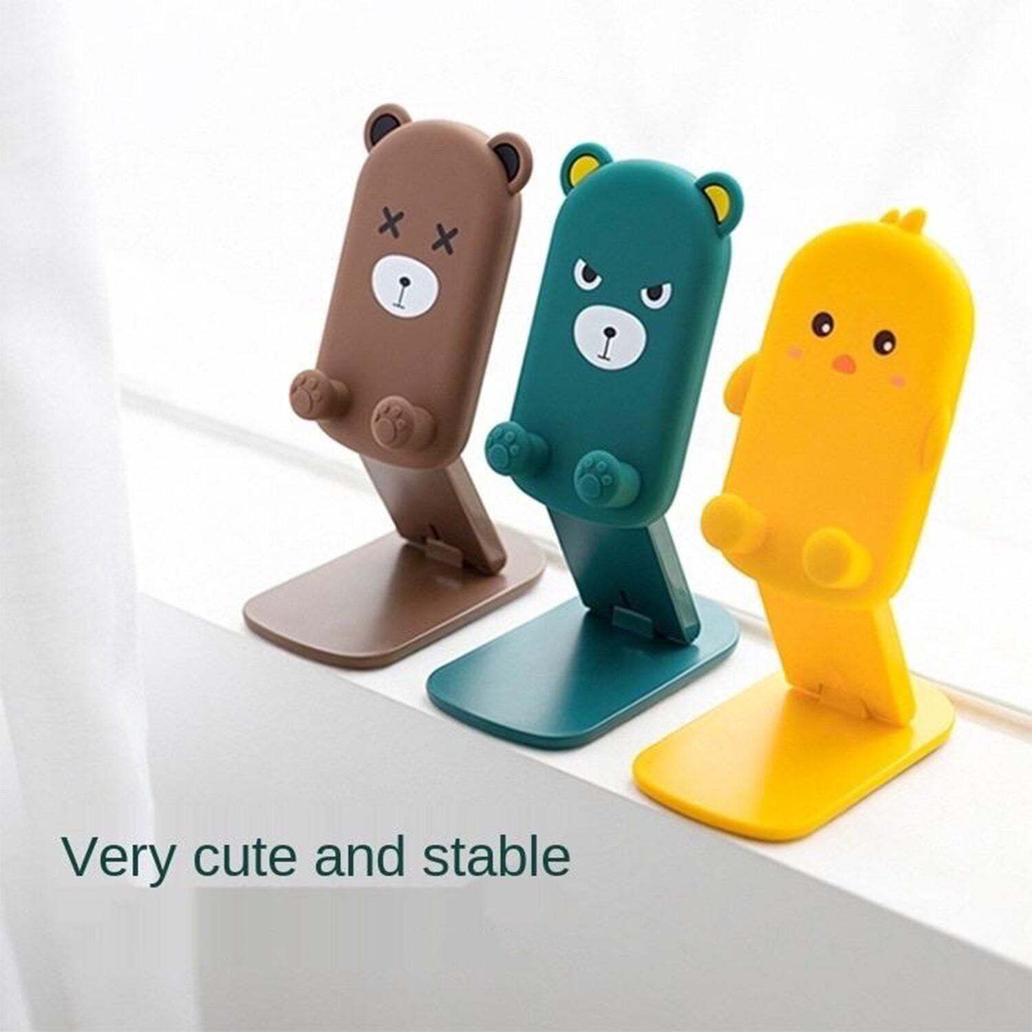 Cute Cartoon Design Multi-angle Adjustable Foldable Mobile Stand (0216) - Plastic Body, Multi/assorted Color | Adjustable & Foldable Design For Versatile Use