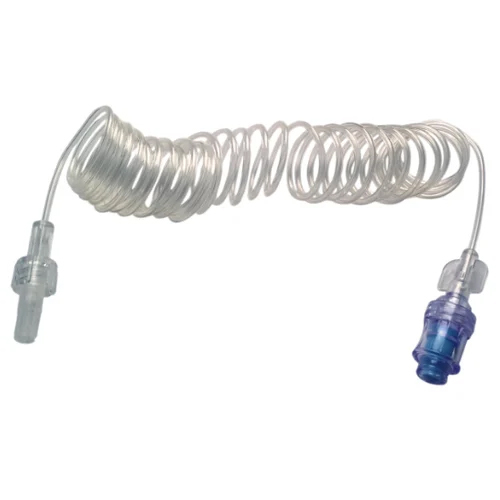 Plastic Pu Spiral Extension Line With Needle Free Valve