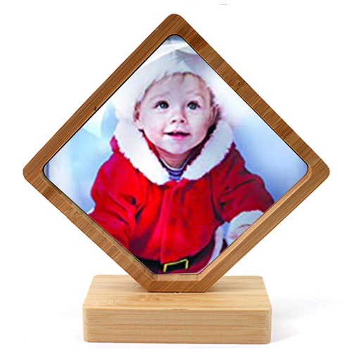 Bamboo Photo Frame - 1mm Thick Square Shape, Off White Coated Finish | Table Top Mounting, Elegant Indian Style