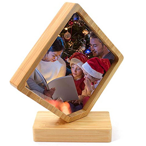 Bamboo Photo Frame - 1mm Thick Square Shape, Off White Coated Finish | Table Top Mounting, Elegant Indian Style