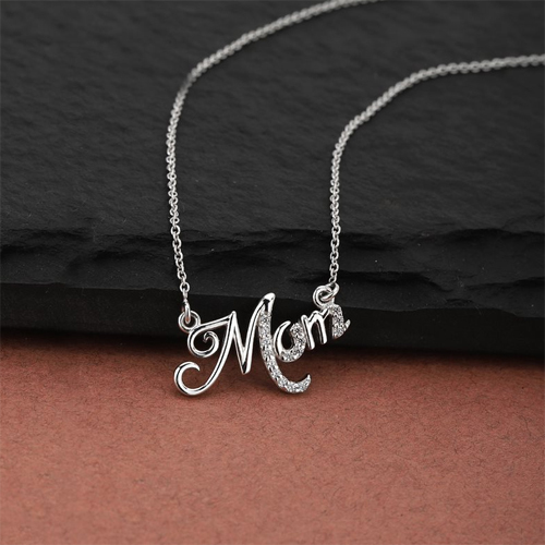 Mom Word Silver Pendant Necklace For Women Size: Different Available