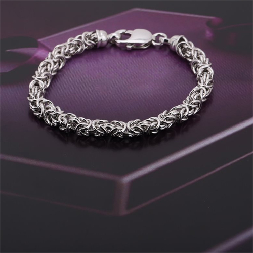 Modern Handmade Fancy Byzantine Chain Silver Bracelet