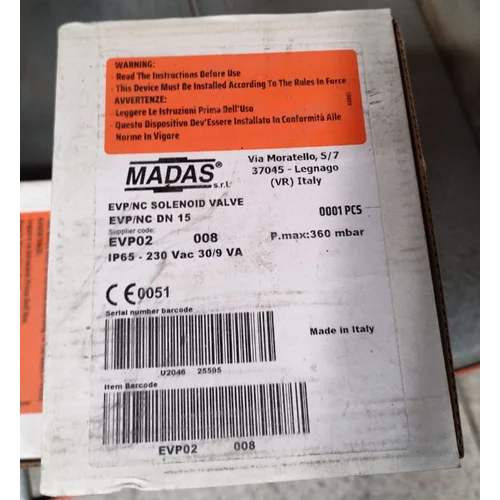 Madas Gas Solenoid Valves - Aluminium, 1 Inch Size | Ideal For Medical Gas Pipeline Systems, Textile Machinery, Oil And Gas, Pharmaceutical Applications