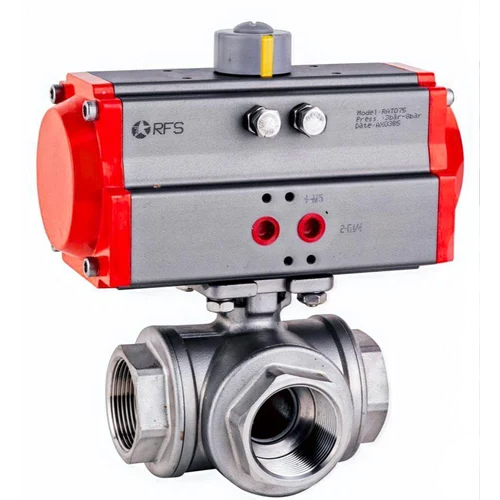 एक्ट्यूएटर के साथ स्टेनलेस स्टील एसएस 3वे बॉल वाल्व
