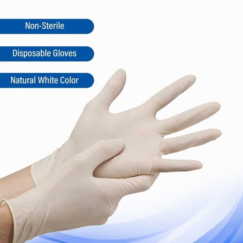 Latex Examination Gloves - Rubber Material, Off White Color | Sterilized, Disposable, Recyclable, Excellent Flexibility and Durability