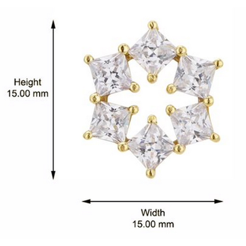 18k Gold Plated Snowflake Stud Silver Earrings Gender: Women