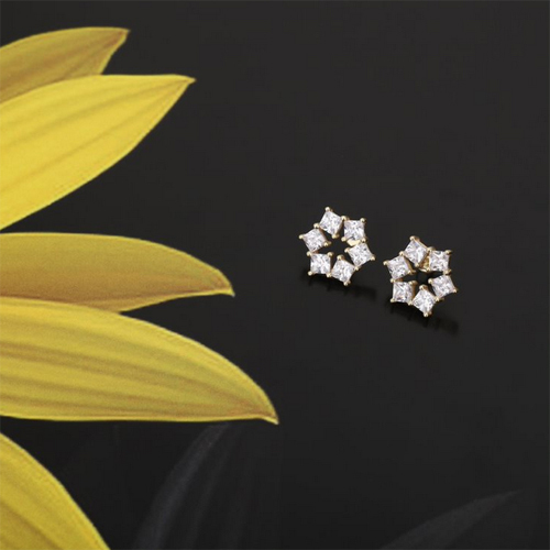 18k Gold Plated Snowflake Stud Silver Earrings Gender: Women