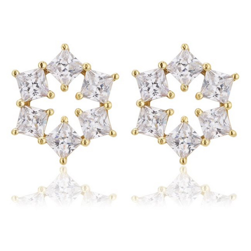 18k Gold Plated Snowflake Stud Silver Earrings Gender: Women