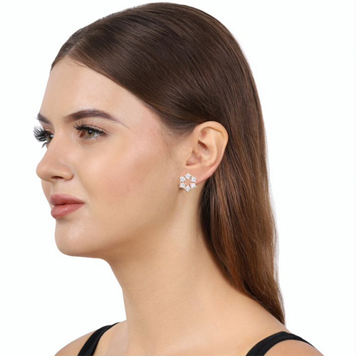 18k Gold Plated Snowflake Stud Silver Earrings Gender: Women