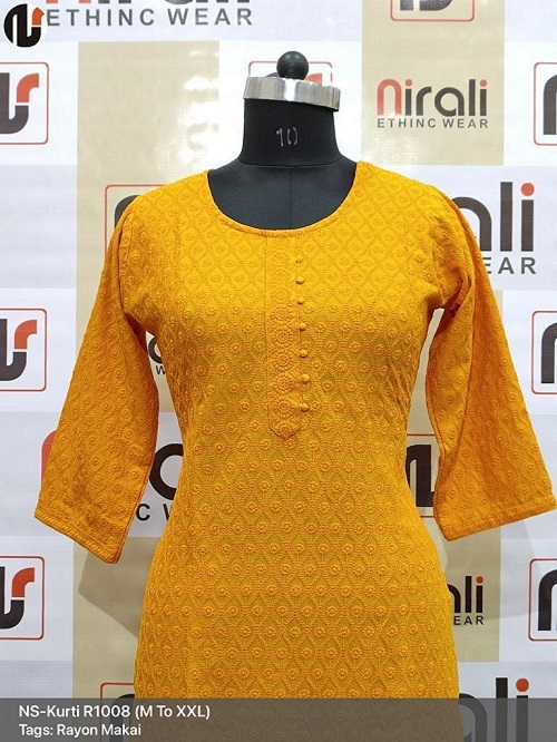 Yellow Chikan Kurti