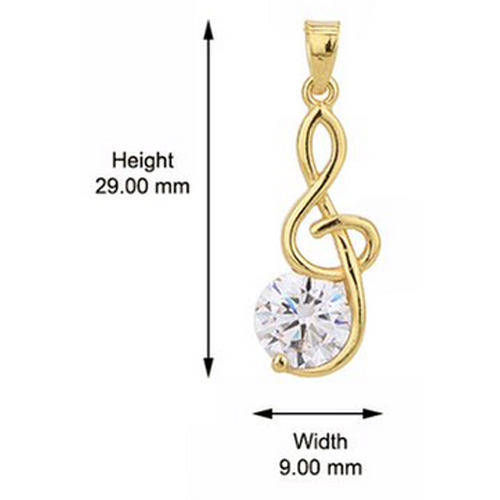 18k Gold Plated Treble Clef Silver 925 Pendant Necklace - Different Sizes Available | Elegant Jewelry For Music Lovers