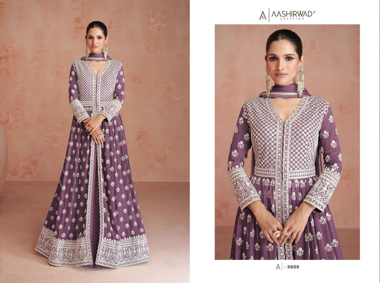 Designer Georgette Gown - Real Georgette, Free Size Xl | Long Sleeve, Embroidered, Breathable, Non-toxic, Cool Pass