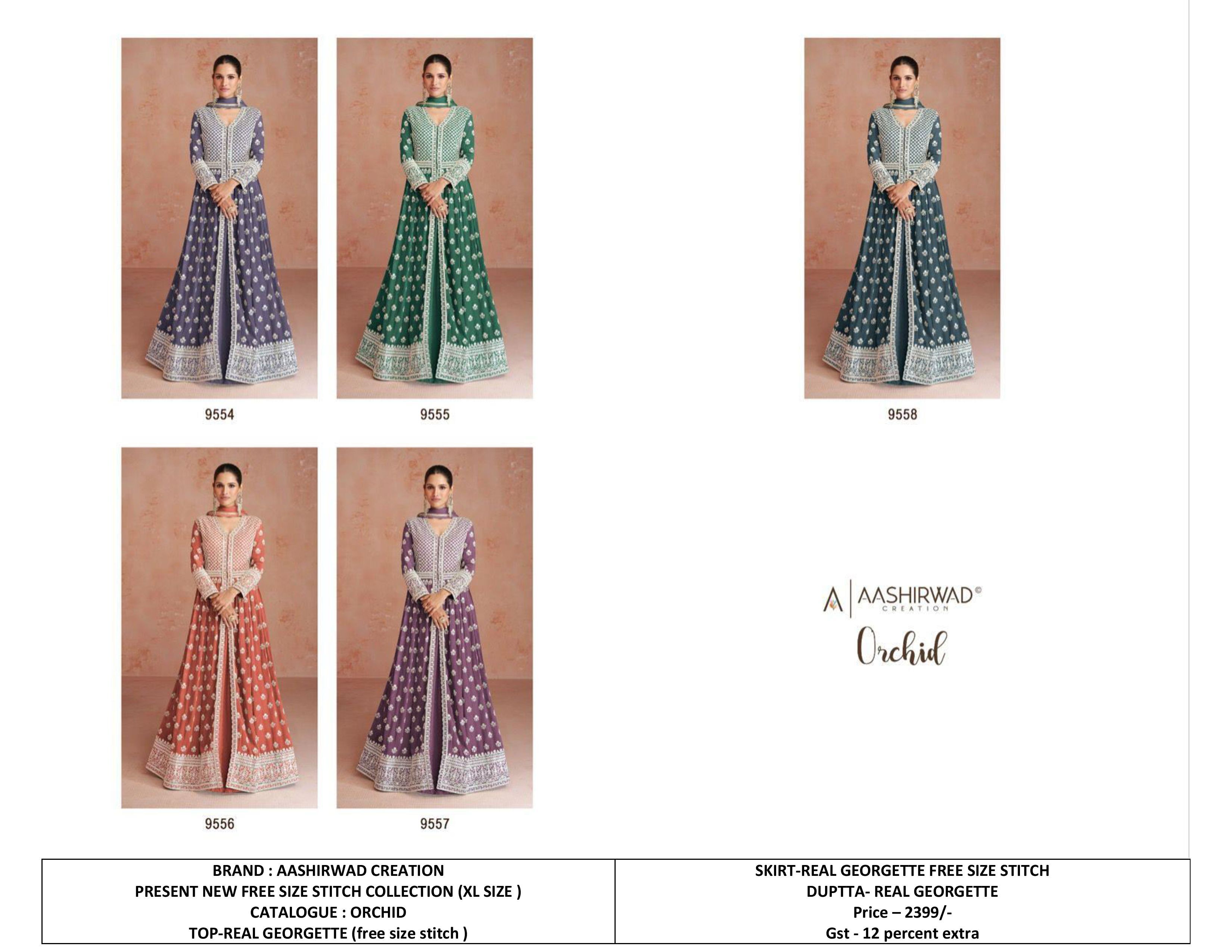 Designer Georgette Gown - Real Georgette, Free Size Xl | Long Sleeve, Embroidered, Breathable, Non-toxic, Cool Pass