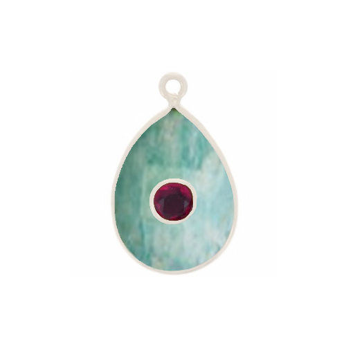 Amazonite Gemstone Oval Gold Vermeil Double Stone Bezel Set Charm Size: 15x10mm