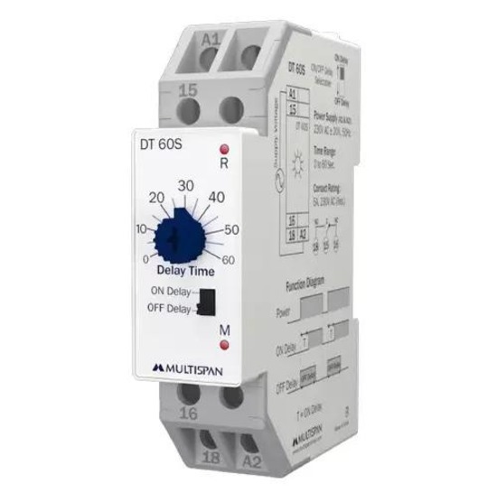 Dt-10s / Dt-30s / Dt-60s Multispan Timer - Plastic | 90x22.5x67.5mm, White, 1 Year Warranty, 230v Ac / 415v Ac