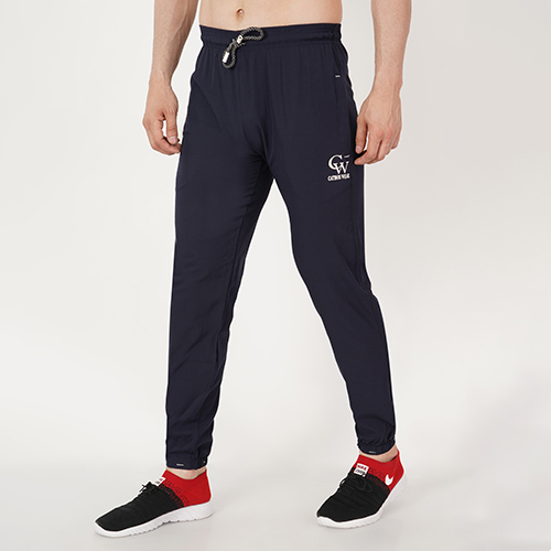 Trackpants With Rib - Cotton Blend, Blue | Double Pockets, No Fade, Suitable For All Seasons: Rainy, Spring, Summer, Winter