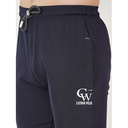 Trackpants With Rib - Cotton Blend, Blue | Double Pockets, No Fade, Suitable For All Seasons: Rainy, Spring, Summer, Winter