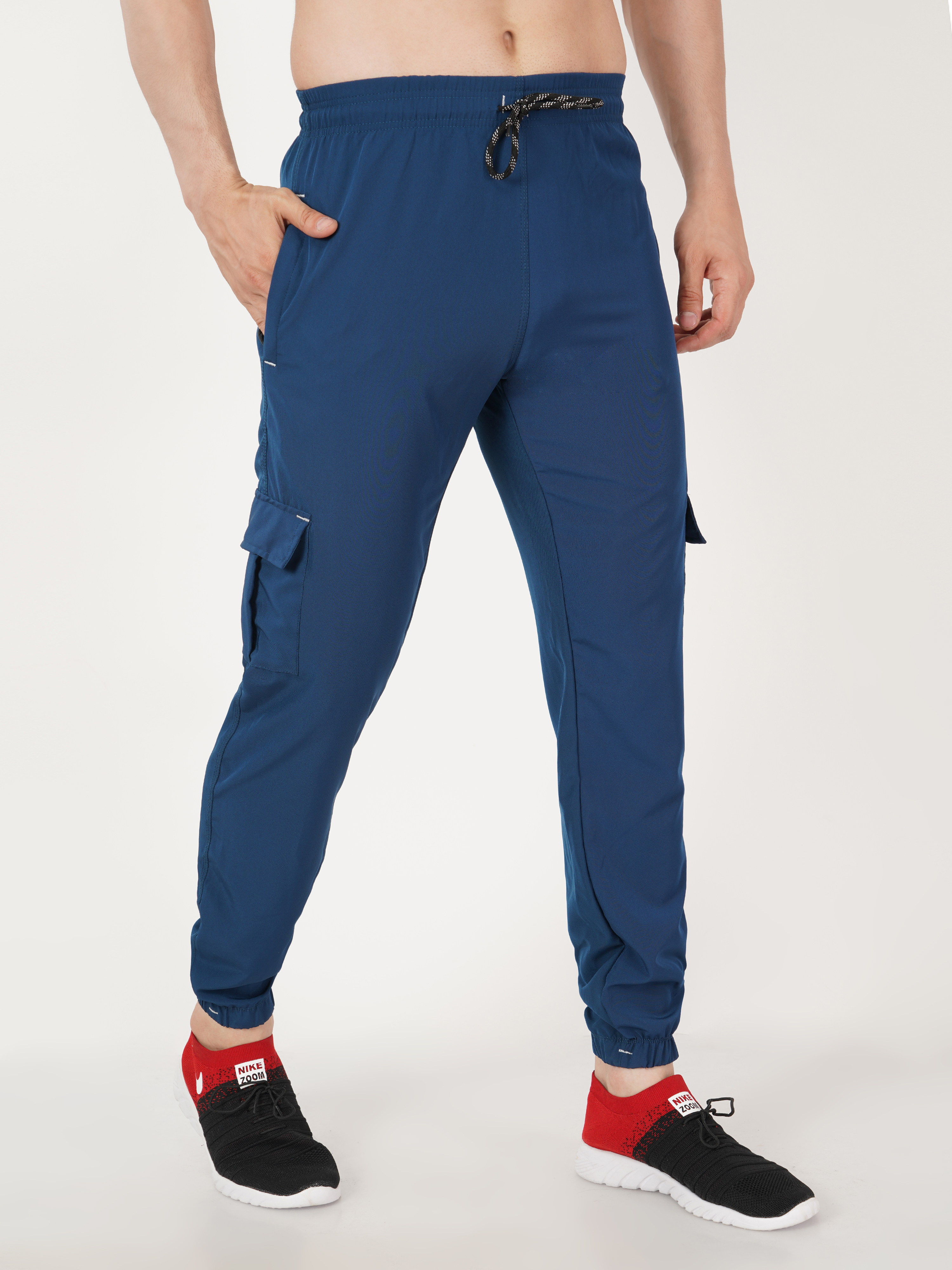 Blue Trackpants Four Pocket With Rib - Cotton Blend, Blue Color | No Fade, Four Pockets For All Seasons: Rainy, Spring, Summer, Winter