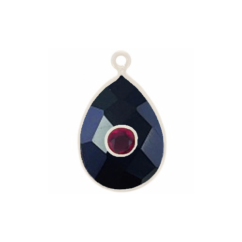 Black Onyx Gemstone Oval Gold Vermeil Double Stone Bezel Set Charm Size: 15x10mm