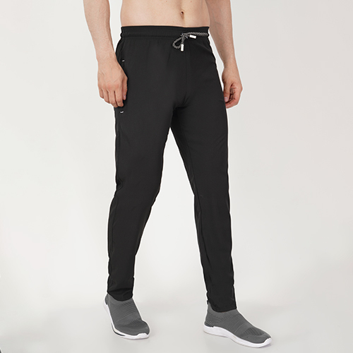 Black Trackpants Ns Lycra With Rib - Lycra Material, Black Color | Double Pockets, Washable, Ideal For Rainy, Spring, Summer, And Winter Seasons