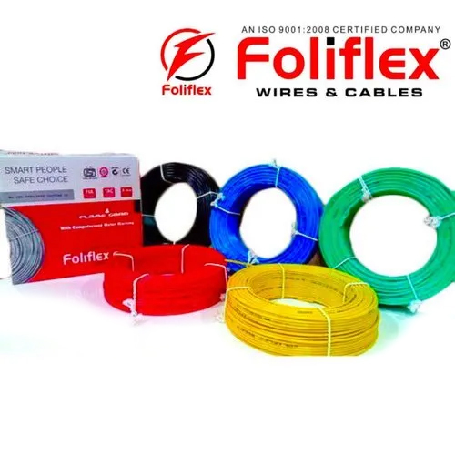 Foliflex PVC Housing Wire - PVC Insulated, 90 Meters Length, Copper Conductor, 1100 Volt Rated, For House Wiring | Various Colors Available, Warranty Included