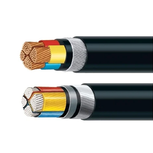 Aluminium Armoured Cable - 90 Meters, Black Pvc Jacket, Round Aluminum Conductor, Silver Connector Color, Reliable Mechanical Protection