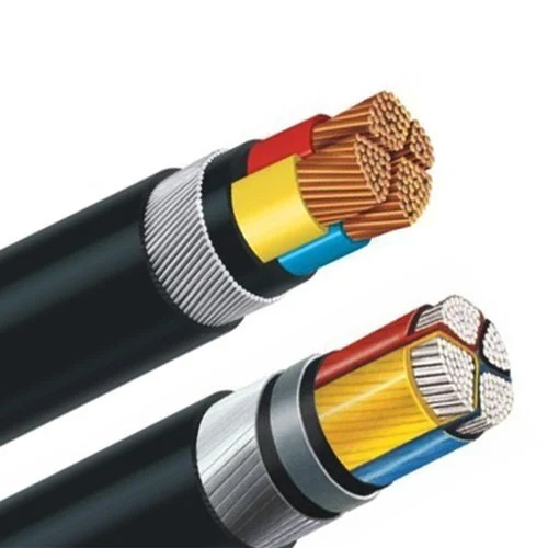Aluminium Armoured Cable - 90 Meters, Black Pvc Jacket, Round Aluminum Conductor, Silver Connector Color, Reliable Mechanical Protection